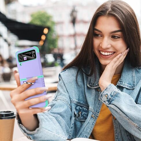 BENTOBEN Samsung Galaxy Z Flip 4 Case, Z Flip 4 5G Case, Heavy Duty 2 in 1 Full Body Rugged Shockproof Protection Cover with Ring Girls Women Boy Men Covers for Galaxy Z Flip 4 6.7", Purple/Mint in Kuwait