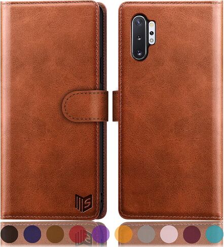 SUANPOT for Samsung Galaxy Note 10+/10 Plus 6.8" with RFID Blocking Leather Wallet case Credit Card Holder, Flip Folio Book Phone case Cover for Women Men for Note10 Plus case Wallet Black in Saudi Arabia