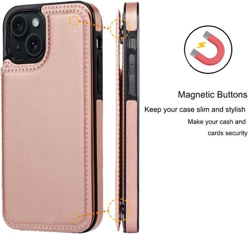 Wallet Case Compatible with iPhone 15,Slim Protective case with Card Holder,Premium PU Leather Kickstand Card Slots Case with 1 Screen Protective Glass for iPhone 15 (6.1")-White in Kuwait