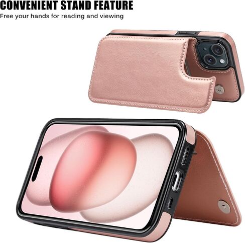 Wallet Case Compatible with iPhone 15,Slim Protective case with Card Holder,Premium PU Leather Kickstand Card Slots Case with 1 Screen Protective Glass for iPhone 15 (6.1")-White in Kuwait