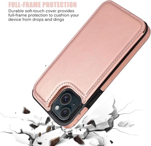 Wallet Case Compatible with iPhone 15,Slim Protective case with Card Holder,Premium PU Leather Kickstand Card Slots Case with 1 Screen Protective Glass for iPhone 15 (6.1")-White in Kuwait