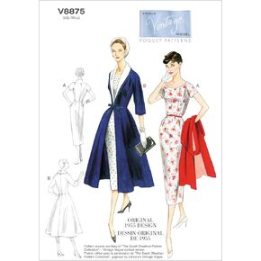 VOGUE PATTERNS V8875 Misses' Dress/Belt/Coat and Detachable Collar Sewing Template, Size B5 (8-10-12-14-16)