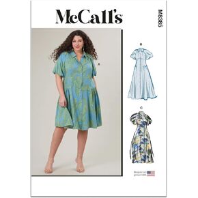 McCall's Women's Shirtdress Sewing Pattern Packet, Design Code M8385, Sizes 20W-22W-24W-26W-28W