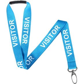 Blue Visitor Lanyard with Swivel Metal Clip for Id Card or Keys 15 Pack