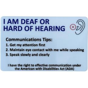 Hard of Hearing Deaf Awareness Card with Key Tag