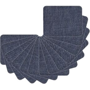 12PCS Denim Iron on Patches Inside & Outside Strong Glue 100% Cotton Denim Repair Patch for Jeans Jacket Denim Mending and Decorating, Dark Blue
