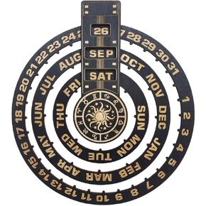 HOMSFOU Perpetual Calendar Pendant Wood Perpetual Wall Calendar Home Wall Calendar Circular Perpetual Wall Calendar Perpetual Calendar Wall Hanging Decorative Wood Household Boxwood Office
