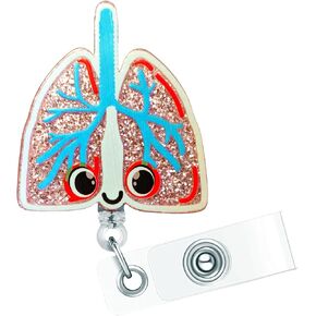 Lung Smile Nurse Reel Retractable - Funny Respiratory Therapist Badge Clip with ID Clip for Nurse Nursing Name Tag Card Cute Badge Holder for RN LPN CNA LVN MA Doctor Medical Student Office Work