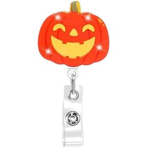 Halloween Badge Reel Retractable Cute Glitter Witch Hat Acrylic Alligator Clip Halloween Badge Clip ID Card Badge Holder for Nurse Work Teacher RN Office Staff Student