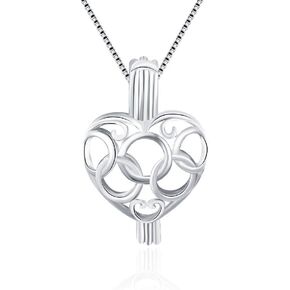 925 Sterling Silver Heart Ring Cage Pendants Crafting Charm for DIY Necklace Bracelet Jewelry Making