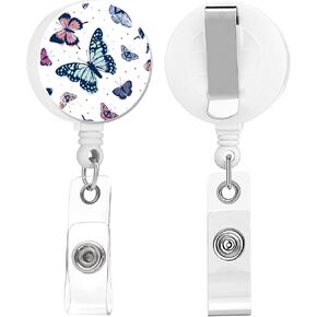 2 Pack Retractable Badge Holders Cute Badge Reel Badge Clip ID Card Holders for Student Office Worker Doctor Nurse Teacher (Cute Strawberry)