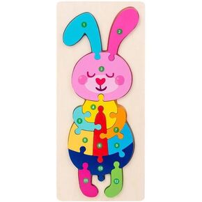 Wooden Puzzles for Kids, Jigsaw Puzzles for Kids Ages 3-5 Year Old, Preschool Educational Learning Toys Set Wooden Puzzles (Shape Rocket)