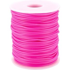 Pandahall 54.6 Yards 2mm Hollow Pipe Tubing Rubber Cord Pink Rubber Knitting Barber Cords Rubber Tubing Silicone Hollow Cords for Memory Wire Holding Stitches Necklace Bracelet Knitting