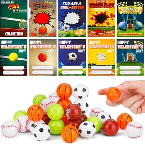 30 PCS Valentines Day Cards for Kids School with Sport Ball Fidget Spinners, Kids Valentine Party Favor, Valentine's Day Classroom Prizes, Ideal Valentine Exchange Gift