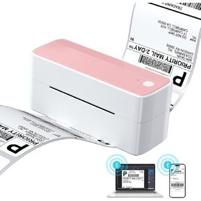 Thermal Shipping Label Printer, Bluetooth Label Printer for Small Business, Wireless 4x6 Pink Label Maker for Shipping Packages, Compatible with iPhone&iPad&PC, Label Printer for Shopify, FedEx