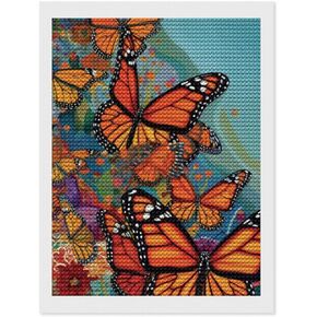 Teermllqwa Diamond Art Painting Kits للبالغين ، فني الماس اللوحة Monarch Butterflies Abstract Diamond Art Kits ، 5D Diamond Art Paint Art Lists for Home Wall Decor 12x16inch