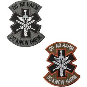 Do No Harm Do Know Harm Patch Hook and Loop Tactical Morale Applique Fastener Military Embroidered Patch 2Pcs