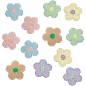 12 PCS Cute Flowers Patches, Colorful Applique Embroidery Patches Y2K Decorations Flower Iron on Patches, DIY Crafts Gifts for Clothing Jeans Caps Bags Repair