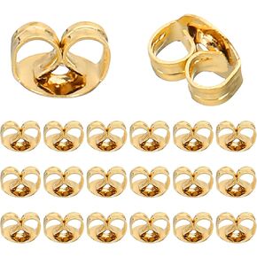 PATIKIL 8 Pcs Earring Backs, 14K Gold Locking Earring Backs Replacements Hypoallergenic Metal Earring Stopper Secure Locking Charm for Studs, Heavy Droopy Earrings, Gold