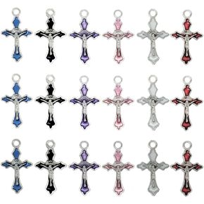 60pcs Mix Enamel Cross Religious Charms Alloy Crucifix Pendant for DIY Necklace Bracelet Earring Jewelry Making