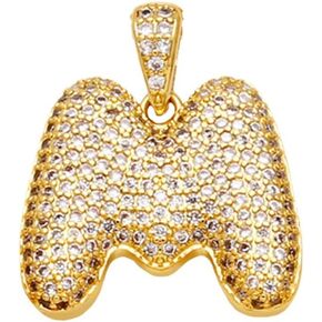 stino Cubic Zirconia Bubble Letter Charm for Jewelry Making, Alphabeta Initial Neclace Pendant, Gold Tone Brass in Kuwait