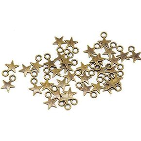 Youkwer 200Pcs 9mm x12mm Antique Alloy Stars Christmas Charms Pendants for DIY Crafting and Jewelry Making(Antique Bronze)