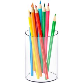 Acrylic Pen Holder, Clear Pencil Cup, Makeup Brush Storage, Desktop Plastic Stationery Organizer for Ink Blending Brushes, Blending Stumps, Office Supplies, Home, School, Round & Thick