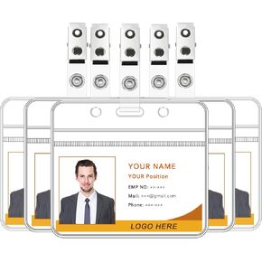 25 Pcs Badge Holders with Clip Thick Clear Name Tag Badge Holders Plastic Horizontal ID Card Holder with Waterproof Resealable Zip