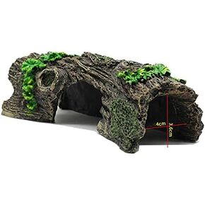 Reptile Hideout Rotten Tree Lizard Leopard Gecko Hideaway Fish Shrimp Shelter Breeding Terrarium Tank Landscaping Resin Ornament (Medium)