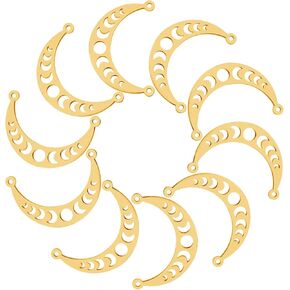 10 Pieces Moon Phase Charms 304 Stainless Steel Moon Pendants Crescent Charm Pendants for Jewelry Necklace Bracelet Earring Making
