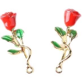 Zhiheng 10 Pack 3D Rose Charms Flower Wine Glass Charms Bracelet Necklace Pendants Jewelry Making Beads for Birthday Christmas Valentine's Gift