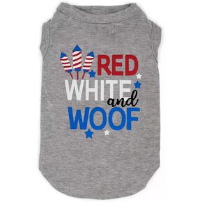 American Flag Popsicle 4th of July Funny Graphic Puppy Clothes Memorial Day, Independence Day, Holiday Dog Clothes for Small Dogs Boy Girl, Pet Cat Outfit (X-Large, woof-Grey)