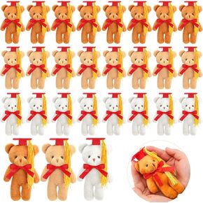 Sotiff 24 PCS Mini Graduation Bear Plush Gift With Animal With Home Home for Heh ، Class of 2025 Tregues for College High School DIY Cheak Conchain Decorations Party (Multicolor)
