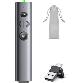 DINOSTRIKE Wireless Presenter Remote Presentation Clicker,RF 2.4GHz USB Presentation Pointer with Volume Control Slide PowerPoint Clicker for Computer Laptop Mac