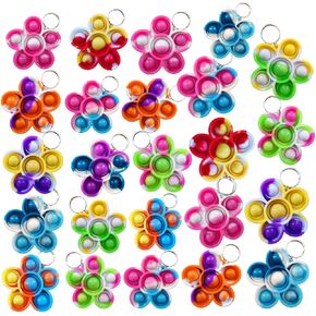 100 Packs Bulk Flower Backpack Keychain Mini pop Fidget for boy and Little Girl,Kids， Birthday Party Favors,Students Bubble Prize