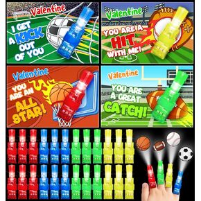 32 Pack Finger Lights Valentines Cards for Kids Classroom, Valentines Day Gifts Light Up Bulk for Kids School, Valentines Party Favors for Boys Girls Goodie Bag Stuffers Treats Prizes Exchange