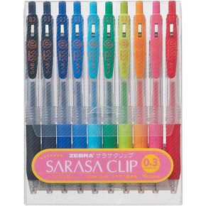 Zebra Sarasa Push Clip Gel Ink Pen - 0.3 mm - 10 Color Set