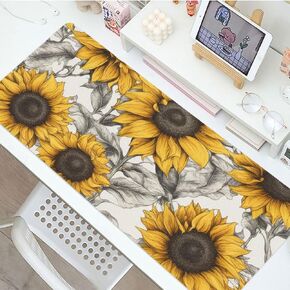 Sunflowers Leopard Large Mouse Pad, PU Leather Desk Pad Protector, Non-Slip Computer Desk Writing Mat, Gaming Keyboard Mouse Pad, Office Desk Accessories