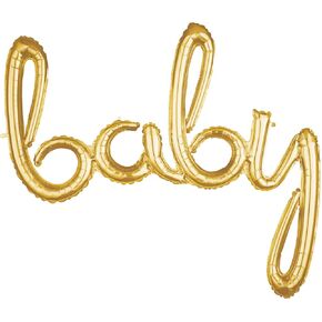 Amscan Baby 3D Script Foil Balloon- 39'' | Gold | 1 Pc.