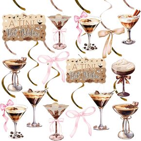 Espresso Martini Party Hanging Swirl Decor A Tini Bit Older Birthday Decorations Tini Bar Party Ceiling Streamers for Martini Bow Themed Birthday Bachelorette Bridal Shower Party Supplies