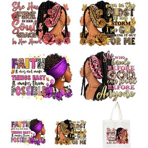 6PCS Black Woman Iron on Transfers, Flower Iron on Decals Patches for Clothes, Washable Thermal Transfer Vinyl Stickers, Iron on Appliques for T-Shirt Hoodies Jeans Jackets Bags DIY Art Decoration