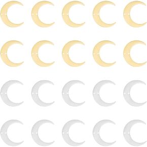 UNICRAFTALE 20Pcs 2 Colors Stainless Steel 2-Loop Connector Charms Crescent Moon Charm Links Golden Moon Linking Charm Pendants Metal Connector Charms for DIY Earring Necklace Jewelry Making
