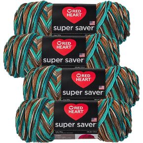 Red Heart Super Saver Yarn (4-Pack of 5oz Skeins) (Reef)