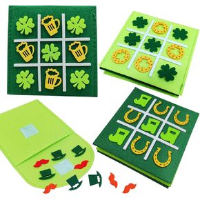 St Patricks Day Gifts 12 Pcs Clover Tic Tac Toe Board Game for St Patricks Party Favors Bulk St Patricks Day Party Decor Supplies