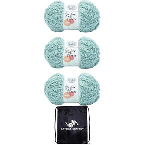 Lion Brand Go for Fleece Sherpa Fern 937-171 (3-Skeins - Same Dye Lot) Jumbo #7 Polyester Yarn for Crocheting and Knitting with Project Bag