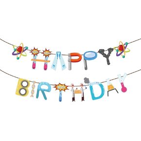 Science Happy Birthday Banner Mad Scientist Party Sign Science Banners Mad Scientist Birthday Banner Science Lab Party Decoration Science Party Banner Scientist Lab Birthday Banner Science Party Decor