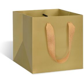ADIDO EVA Kraft Brown Square Gift Bags Small Size Square Bottom Paper Bags with Handles for Party Favor, Shopping Packaging Bag (6x6x6 IN, 10 CT)