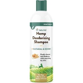 NaturVet – Hemp Deodorizing Shampoo for Dogs - Plus Oatmeal & Honey – 16 oz – Gently Cleanses & Deodorizes Skin & Coat – Enhanced with Hemp Seed Oil, Coconut Oil & Aloe Vera Extract