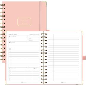 EMSHOI Meeting Notebook for Work Organization - Work Planner Notebook With Action Items, Agendas Business Projects Meeting Notes, Office Supplies for Men & Women - 140 Pages, A5 (6.1"x8.27") Pink in Kuwait