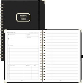 EMSHOI Meeting Notebook for Work Organization - Work Planner Notebook With Action Items, Agendas Business Projects Meeting Notes, Office Supplies for Men & Women - 140 Pages, A5 (6.1"x8.27") Pink